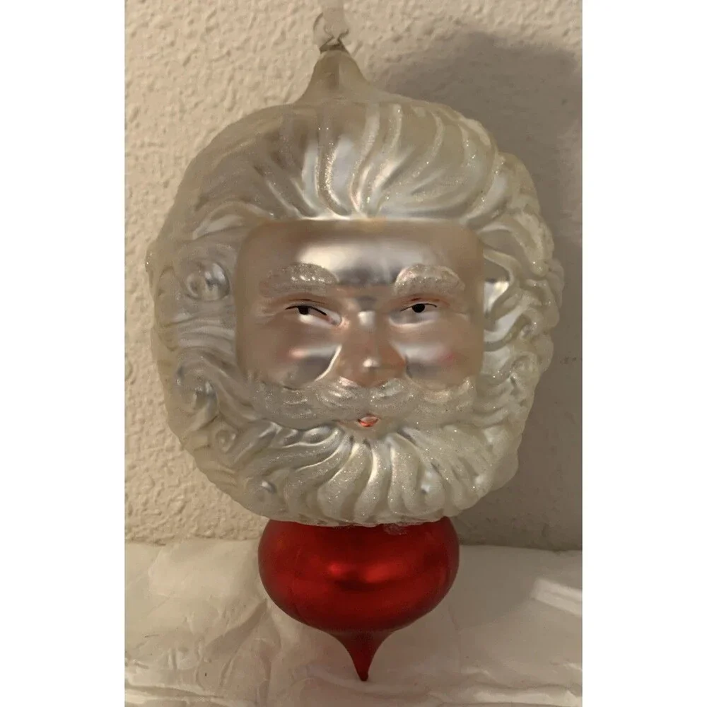 Vintage Blown Glass Jumbo Santa Claus Ornament 9.5”